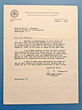 J Edgar Hoover Signed Letter AUTO August 5, 1958 on Official FBI Letterhead picture