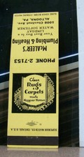 Vintage Matchbook Cover Y5 Altoona Pennsylvania McAleer Plumbing Heating Rugs picture