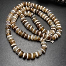 108 Tibetan Buddhism Agate Buddha Bead Dzi Bead Prayer Handstring Necklace G1271 picture