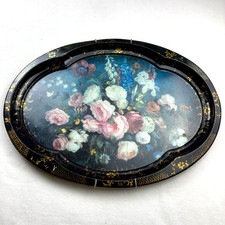 VTG The Sherwood Studio Tin Tray English Garden Flowers England 20 x 15 w/Hanger picture