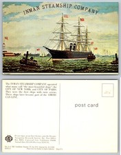 Inman Steamship Company City of New York City of Paris Ships Postcard picture