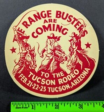 Vintage The Range Busters Tucson Rodeo Cowboys Arizona Travel Label picture