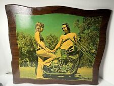 Vintage 70’s Motorcycle Wall Art Photo On Paneling Signed On Back Mike Capalite picture