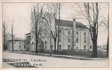 GENEVA OH OHIO METHODIST CHURCH AND SURROUNDS c1910 VINTAGE POSTCARD 091725 U picture