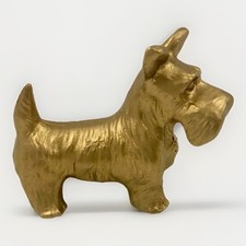 Vintage Metal Scottie Dog Figurine Rare 1940s Japan Gold Brass Scottish Terrier picture