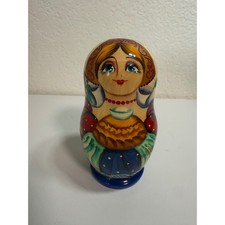 Vintage Russian Matryoshka Nesting Dolls Set 5 Piece Hand Painted Wood Folk Art picture