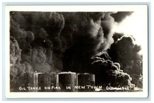 c1910's Oil Tanks On Fire Smoke Newtown Texas TX RPPC Photo Antique Postcard picture