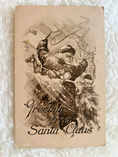 Antique Edwardian Postcard Gibson Art Co. Santa Whip Sleigh Toys  Used picture