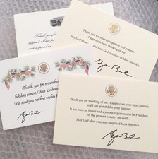 PRES GW BUSH WHITE HOUSE CARD X4 THANK U GOD BLESS AMERICA FLAG EAGLE REPUBLICAN picture