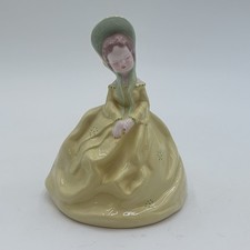 1960's Vintage MCM Girl Figurine Yellow Dress Bonnet Signed AL 69 APPORX 5” Tall picture