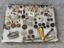 Vintage Mixed Lot Pin Token Coin Medal Pendant Pocket Knife Etc CL6 picture