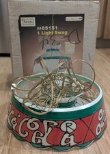 Vintage 70s 80s Sears Coca-Cola Faux Stained Glass Hanging Swag Light Lamp W/Box picture