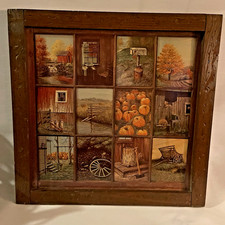 Vintage Beautifully Rustic Framed 12 Panel Pane Picture Prints by B Mitchell 25