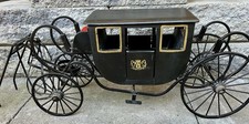 Large 36” Horse Drawn Royal Brougham Carriage Coach Metal & Wood Antique Vintage picture