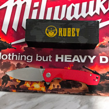 KUBEY KU901V Pocketknife Manual Liner Drop Point Plain 14C28N G10 Red Clip picture