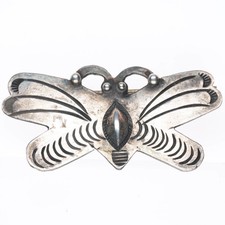 vintage c1940's Navajo deep stamped sterling silver butterfly pin/brooch picture