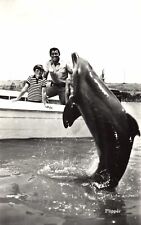 Flipper TV Postcard Brian Kelly Tommy Norden on Boat Vintage Dutch RPPC Postcard picture