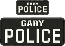 GARY POLICE embroidery patch 4X10 2x5 hook on back LETTERS WHITE picture