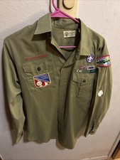 Vintage Boy Scouts of America Men's Uniform Shirt W/Patches Long Sleeve Large? picture
