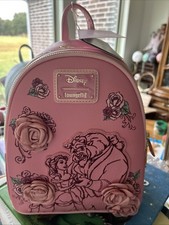 Loungefly Disney Beauty and the Beast Pink Roses Mini Backpack picture