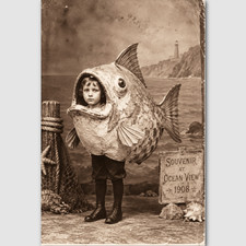 Strange Boy Fish Odd Costume Vintage Photo Print Oddity Weird Souvenir 119 picture