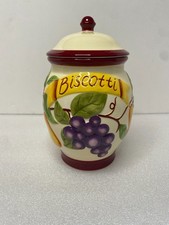 Vintage Nonnis Biscotti Cookie Jar with Lid, Handmade, Handpainted,Free Shipping picture