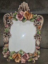 TWO (2) Vintage Capodimonte Style Porcelain Floral Photo Frame. picture
