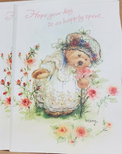 Hallmark Vintage Mary Hamilton Mary's Bears  Valentine's Greeting Card~Flowers picture