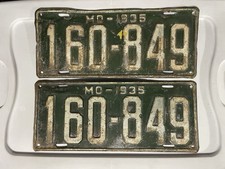 1935 Missouri License Plate Pair 160 849 Pair Of License Plates picture