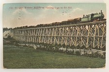 1920 Oakland, California up-to-date, of hauling logs to Mill railroad Bridge picture