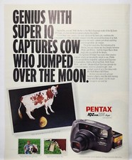 1990 Pentax IQ Zoom 105 Super Camera Cow Jumped Over The Moon Original Print Ad picture