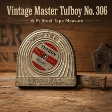 Vintage 1930s Master Tufboy No 306 6 Ft Steel Tape Measure Art Deco USA picture