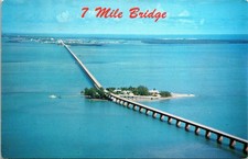 Seven Mile Bridge Pigeon Key Overseas Highway FL Aerial View Chrome Postcard picture