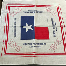 Texas Sesquicentennial Bandana 1836-1986 Texas Flag Souvenir Cloth - 22” x 22” picture