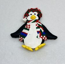 Vintage Christmas Scarf Penguin Fridge Magnet Rubber 4.25” Art Decor 20 picture