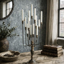 Vintage Spanish 13 - Candle Candelabra Rustic Candle Holder Patina Antique Goth picture