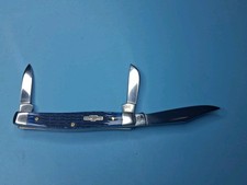 2003 CaseXX 6344 3-Blade Stockman Pocketknife Blue Bone Handle SS picture