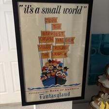 Disneyland Vintage 'It's a Small World' Promo Poster Fantasy Land, Framed 12x18 picture