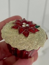 MONET 2011 Poinsettia Cupcake Collectible Keepsake Enamel Trinket Box Christmas picture