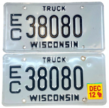 Wisconsin 2012 Pair Truck License Plate Set Vintage Garage Man Cave Collector picture