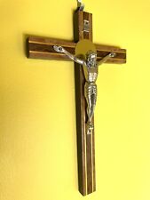 Vintage Wood & Metal 10” Crucifix MADE IN ITALY picture