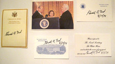 PRESIDENT GERALD FORD 3 RARE SIGNED WHITE HOUSE CARDS + EXTRA CARD SIGNED  picture