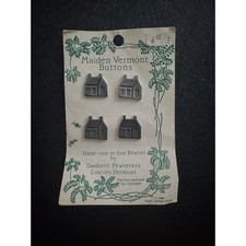 Danforth Pewterers 1984 Maiden Vermont Pewter House Buttons Set of 4 Vintage picture