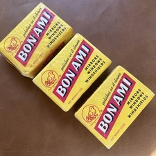 3 Vintage Bon Ami Soap Cake Bar 4oz Mirrors Windows Windshields New picture