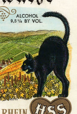 1969 Zeller Schwarze Katz German Wine Bottle Label Black Cat picture
