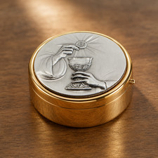 Polished Brass Two Tone Pyx with Chalice and Host Hospital Design picture