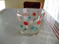 VINTAGE MCM FEDERAL GLASS COLORFUL ATOMIC DOTS ICE BUCKET picture