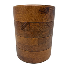 Vintage MCM Danish Modern Staved Teak Stacking Bowls Set of 4 Denmark Canister picture