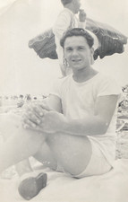 1940s Atlantic City Beach NJ Man Swimsuit Gay Interest Original Real Photo P16q3 picture