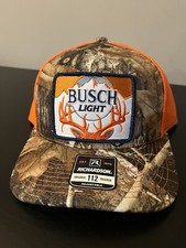Busch Light Deer Hunting Buck Camo Realtree Hat Richardson 112 Cap Vint picture